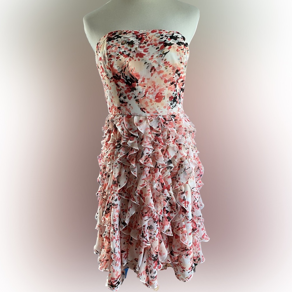 White House Black Market Strapless Ruffle Dress (2)
